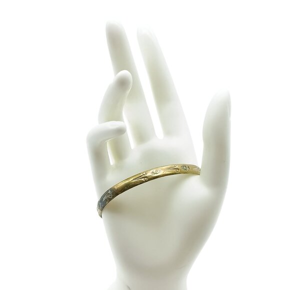 Vintage Brass Bangle with Engraved Floral Pattern stamped Mexico - Picture 1 of 5
